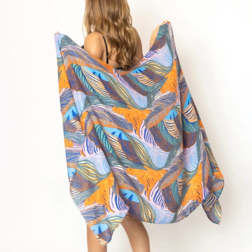 Colorful Kimono Tropical Leaves Patterned